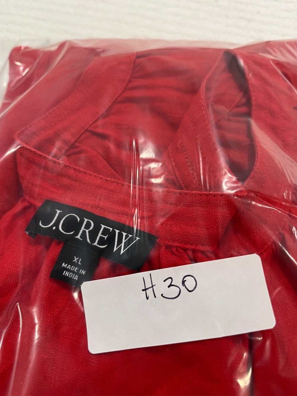 J. Crew Bright linen Split-Neck Peasant Popover Blouse XL Relaxed Top - Picture 10 of 11